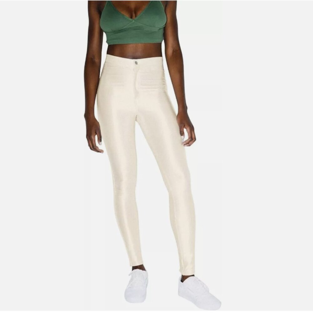AMERICAN APPAREL DISCO PANT HIGH SHINE COLOR PEARL SIZE MEDIUM